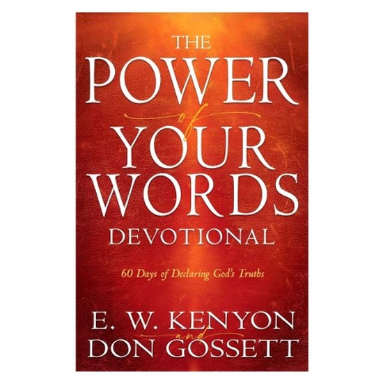 Livre 'The Power of Your Words Devotional' avec le texte '60 Days of Declaring God's Truths'.