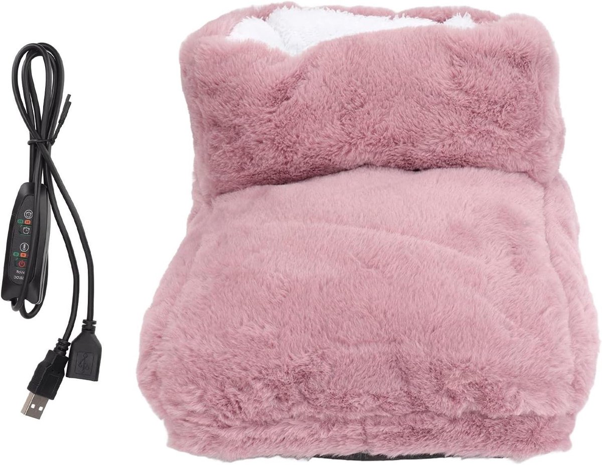 Elektrische Voetwarmer - Verwarmde Pantoffels - Thuis Ontspannen - Snelle Opwarming - 25x30x25cm - Roze