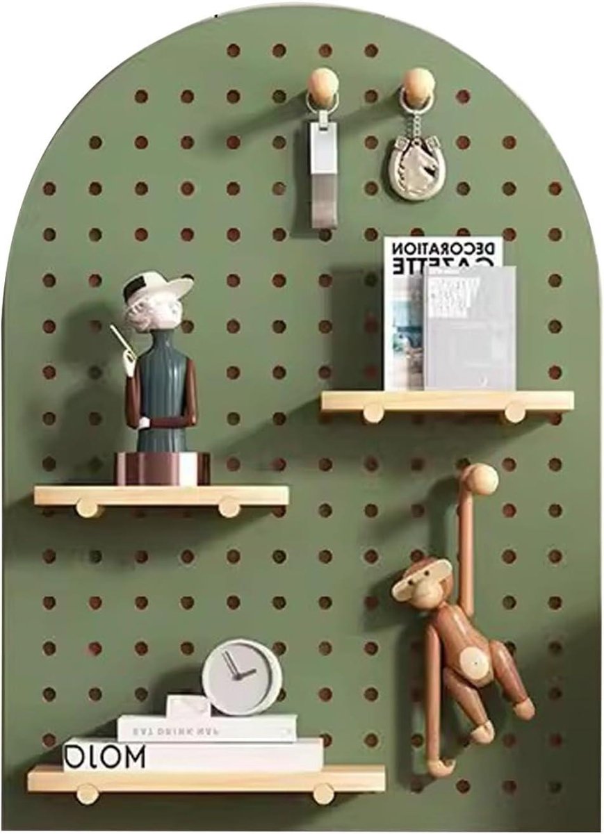 Muurorganisator - Houten pegboard - Opbergen van spullen - Combinatiekit - 40x60cm - Groen