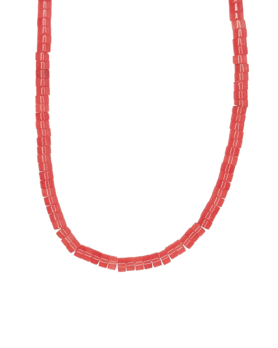 Ava & Imber | Tenue Ketting Roze Chalcedoon | Felroze Kralenketting met Smalle Kraaltjes | 2x4 mm Platte Roze Kralen