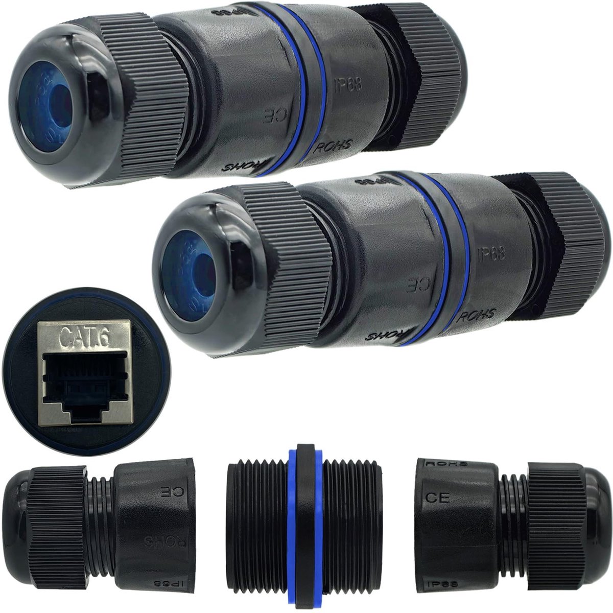 aladdien - Ethernet-connectoren - Waterdichte RJ45-koppeling - Voor buitengebruik - CAT.6E/CAT.6/CAT.5E/CAT.5 - Sterke verbinding - Geschikt voor pr...