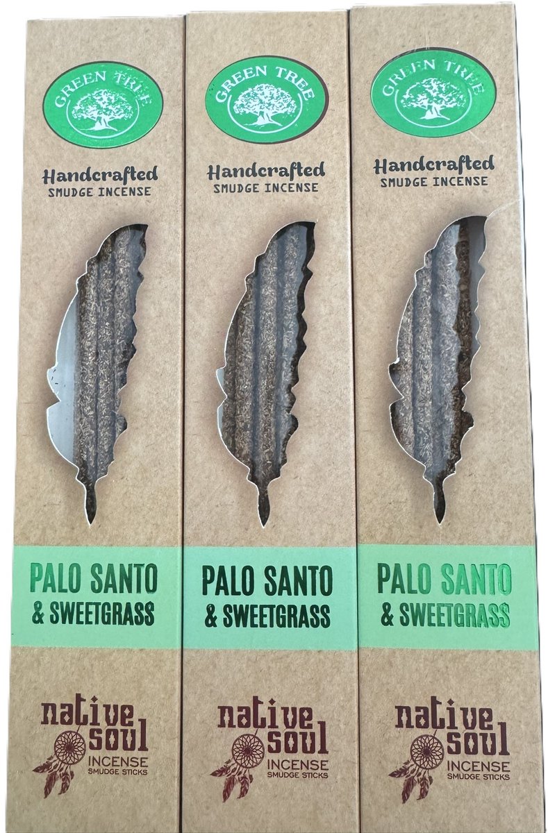 Native Soul - palo santo sweetgrass - smudge - wierook - green tree - 3 stuks