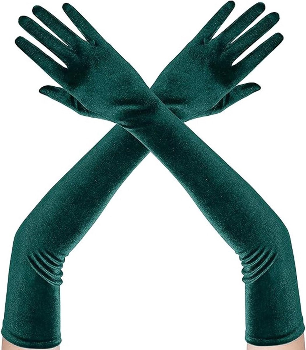 Elegante lange fluwelen handschoenen voor dames uit de jaren '20 voor carnaval en Halloween feestjes