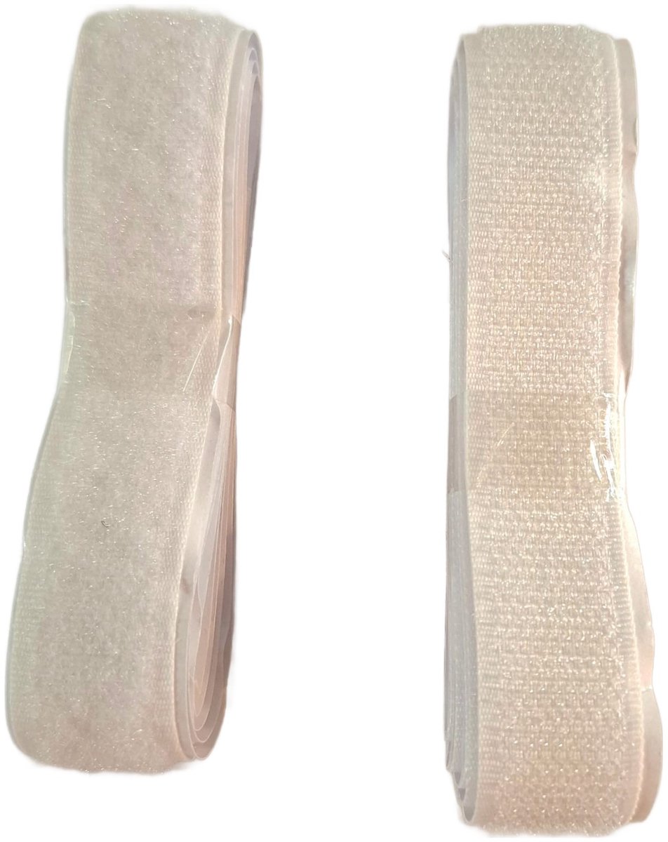 Klitten band - Wit - 1 m - 2 cm breed - Met kleef kant en een lijmkant - Naaien - Hooby materiaal