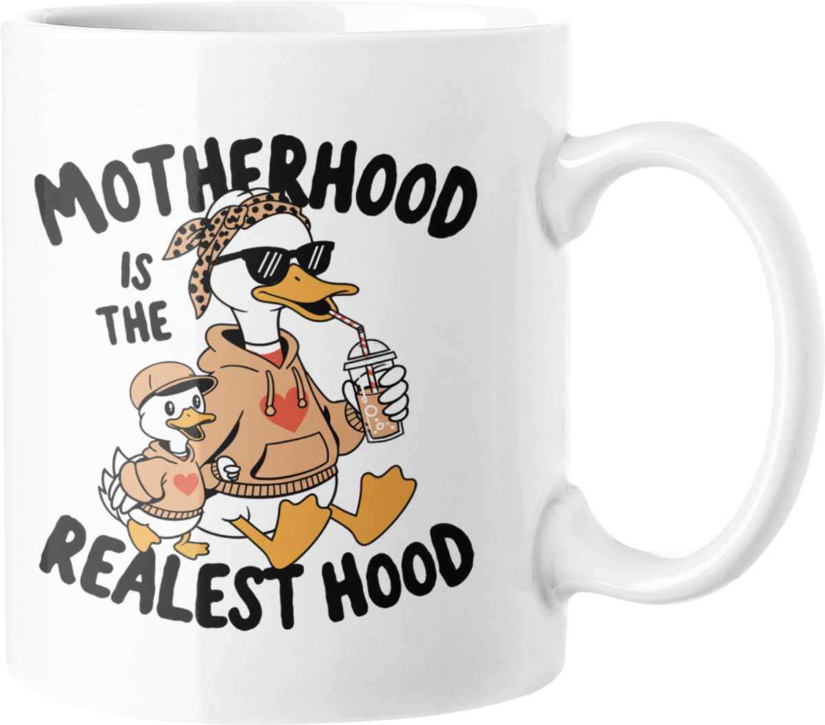 Grappige Moederdag Koffiemok - Gans Moeder 'Realest Hood' Cadeau voor Nieuwe Mama's