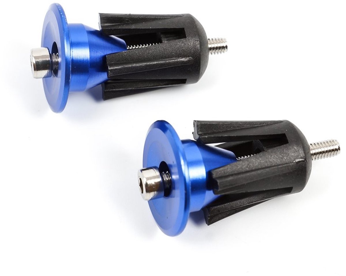 aladdien - Handlebar End Caps - Fietshandvat Stoppen - Blauw - Aluminium - Duurzaam en Universeel - Geschikt voor Fietsen - 2 Stuks