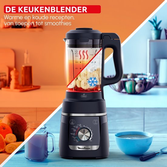 Moulinex Blendforce Cook LM5768F0 - Verwarmende blender - Soepen en smoothies - 1000 W - 5 automatische programma’s - Grote inhoud 1,5 L - Soepmaker blender van Merkloos — afbeelding 4