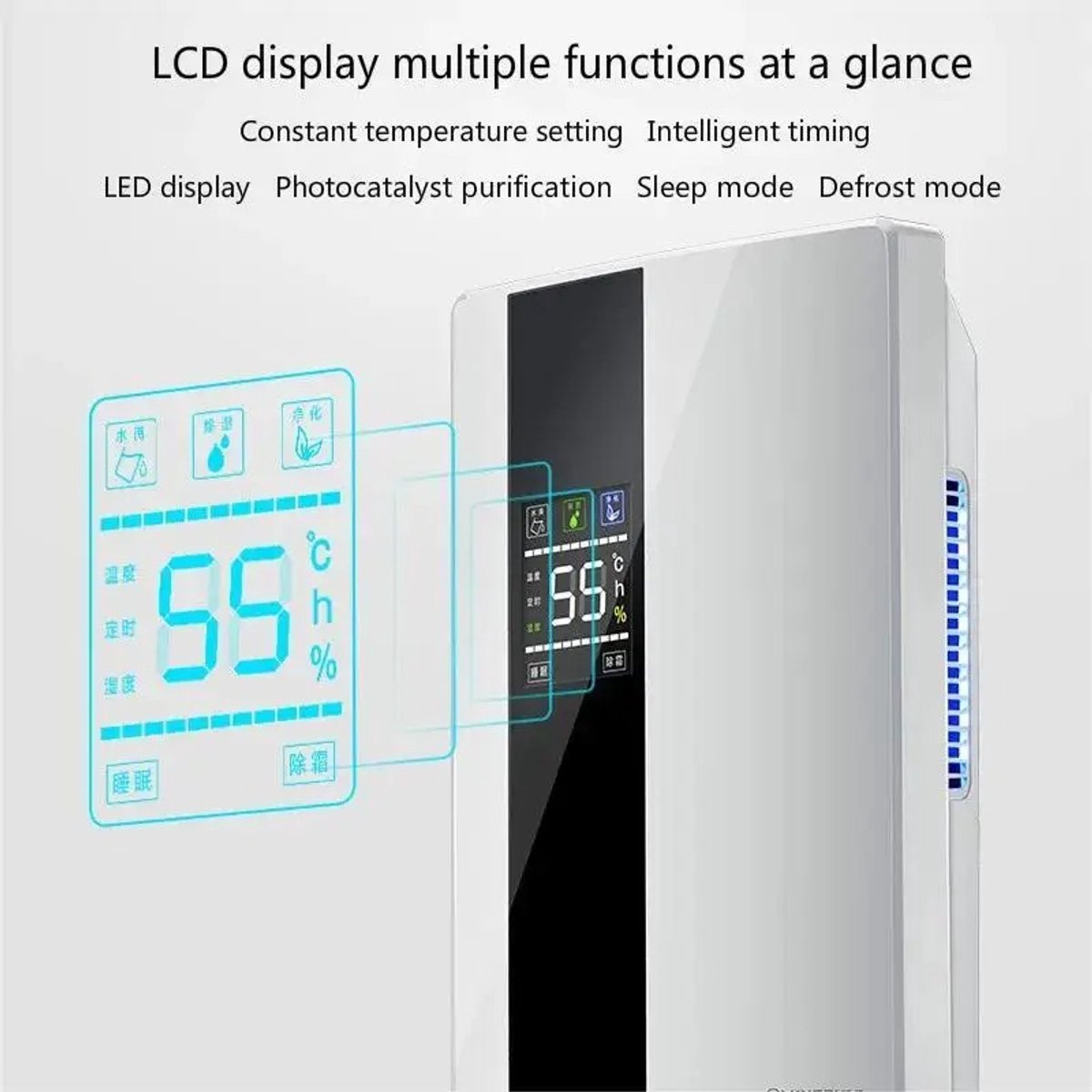 Stervia Luchtontvochtiger - Luchtreiniger - Air Purifier - H13 HEPA Filter - Fluisterstil 25 dB - Wit - 37.5 x 24.5 x 13.7 cm — afbeelding 6
