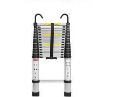 Uitschuifbare ladder 6.2 m – Telescopische vouwladder – Aluminium constructie – Antislip poten – Vergrendelbare treden – Inklapbaar ontwerp – Draagbaar – 150 kg draagvermogen – Met afneembare haken