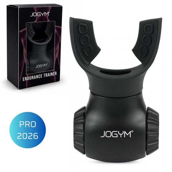 JOGYM® - Ademhalingstrainer Zwart – Longtrainer & Ademtrainer – Verbeterd - Instelbaar - Oxygen Ademtrainer - Flutter - Ademhalingsoefeningen voor COPD, Astma & Sport - Verbeter Je Longcapaciteit - sport spullen - Vergelijkbaar met Powerbreathe