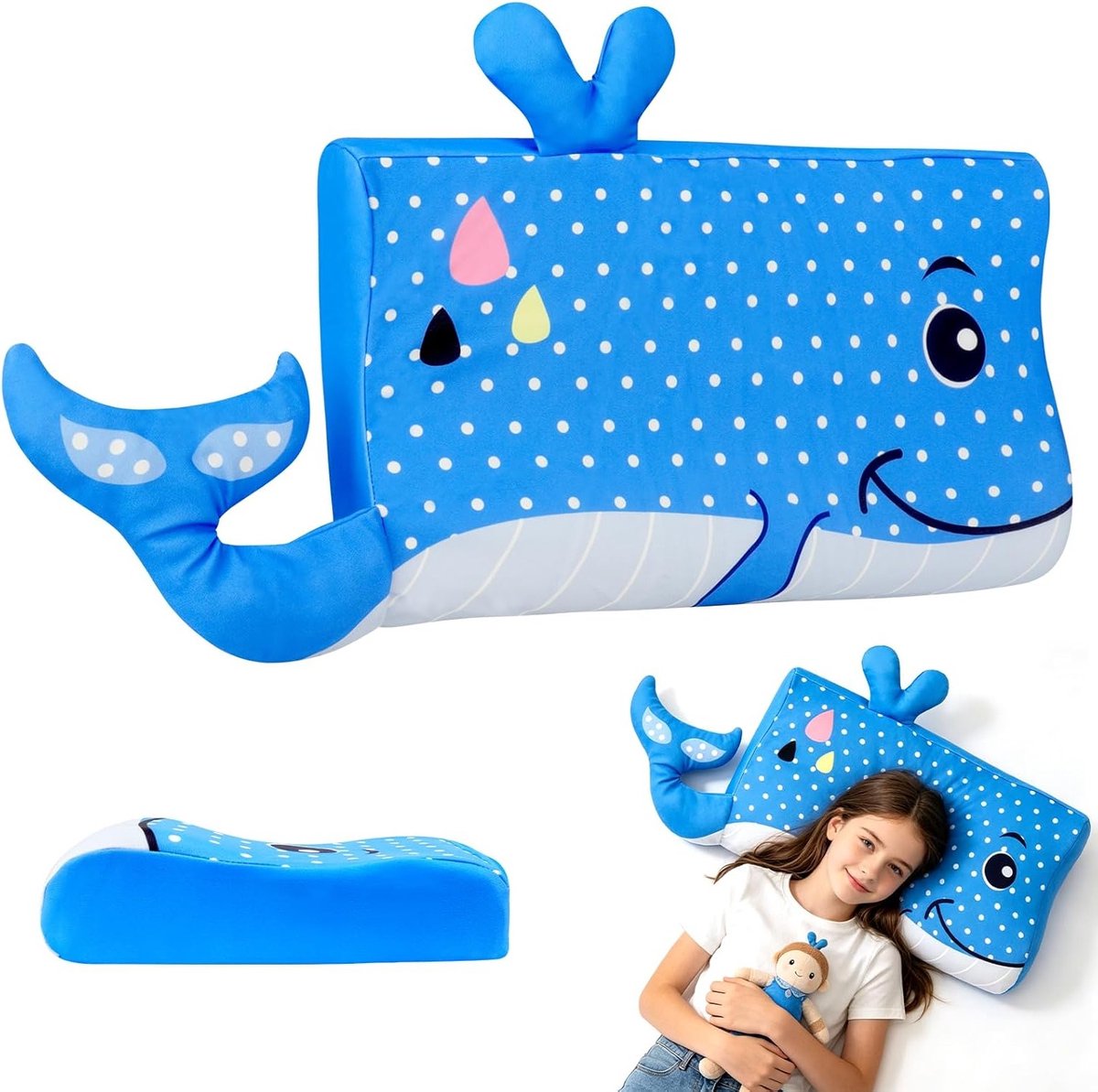 Ergonomisch traagschuim kussen voor kinderen, ademend en huidvriendelijk, 45 x 27 x 6 cm, ideaal voor een goede nachtrust, geschikt voor jongens en meisjes