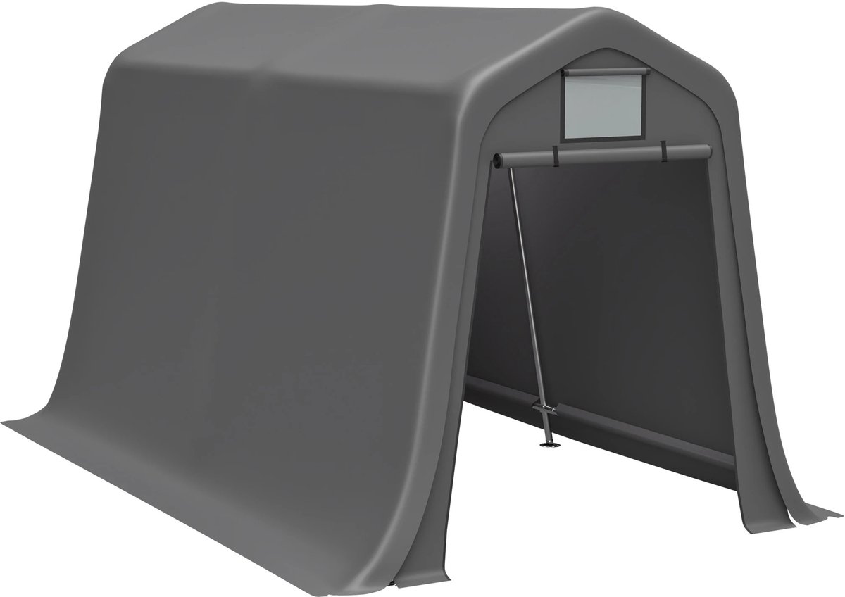 Velmio Fietsenstalling Tent - Fietsenschuur- Overkapping - Weerbestendig - 213 × 366 × 225 cm - Met Zonwering - Grijs
