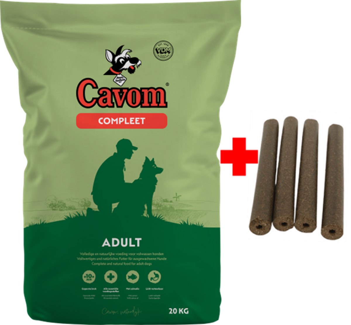 Cavom compleet Adult - geperste brokken - 20kg + 4x gratis Frikandel