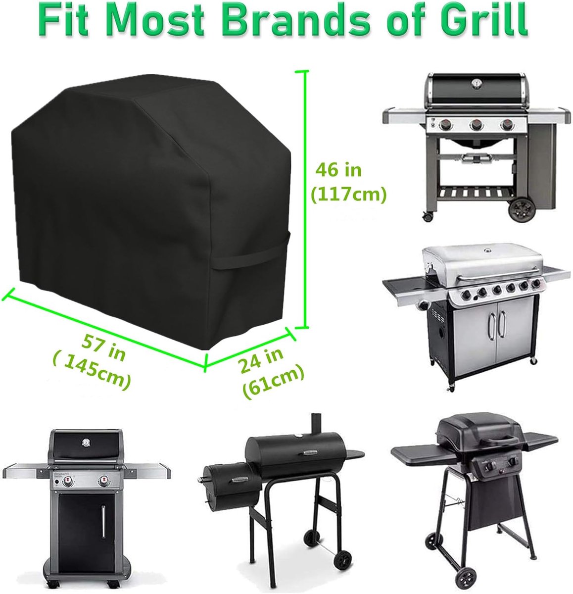 STAR&STER BBQ Hoes 145x61x117 cm – Waterdichte Grill Cover – Weerbestendig – Winddicht & UV-Bestendig – Scheurbestendig – Beschermhoes voor Gas BBQ