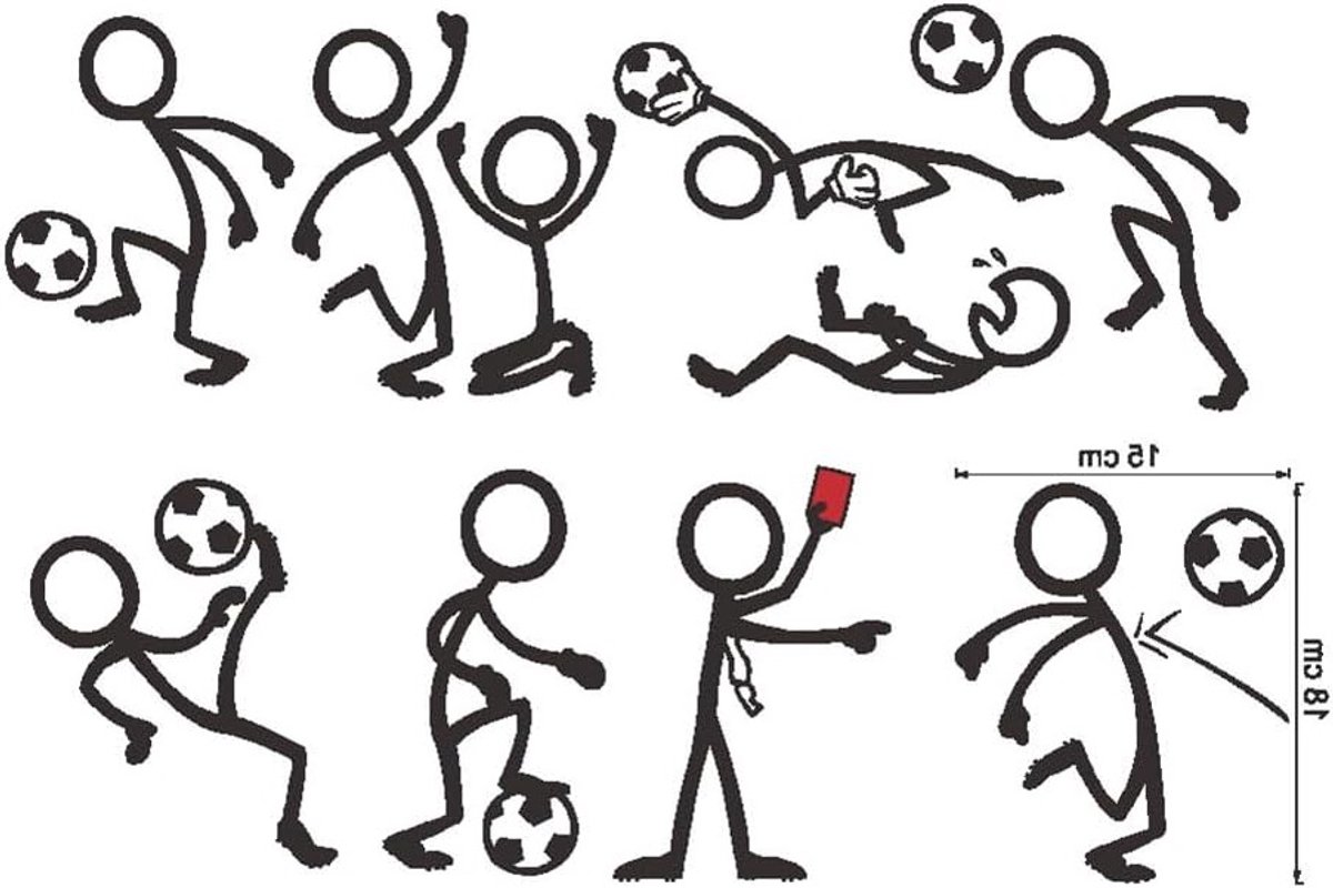 Set van 2 sportieve wandstickers voor auto's en muren - Fiets, Voetbal en Spelthema Decoratie