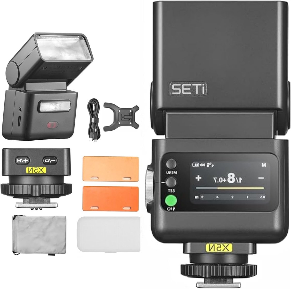 Professionele TTL camera flitser met draadloze bediening, HSS 1/8000s, GN18 en LED verlichting voor Nikon camera's