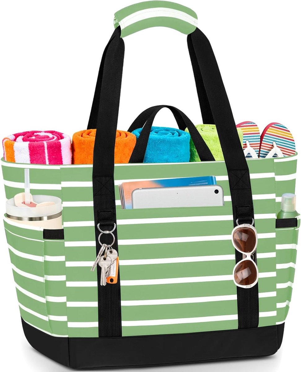 Grote waterdichte strandtas voor dames met ritssluiting, ideaal voor strand, reizen en winkelen