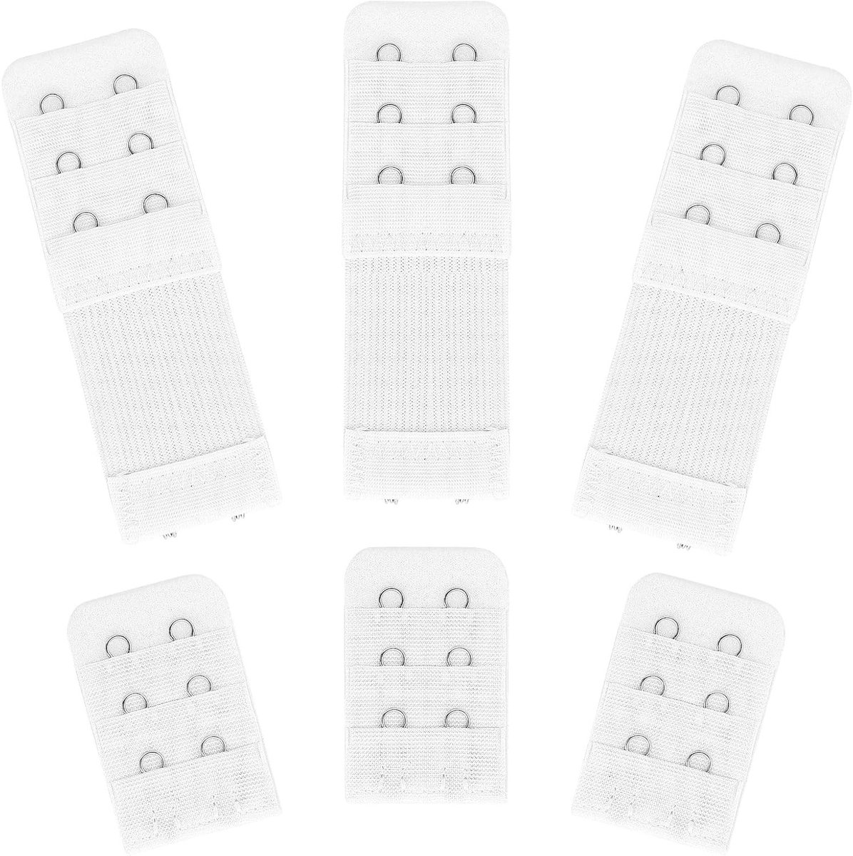 6 Stuks Elastische Beha Extenders met 2 Haakjes en 3 Rijen - Zacht en Comfortabel voor Vrouwen (Wit) - Ideaal voor Verlenging van Beha's en Ondersteuning