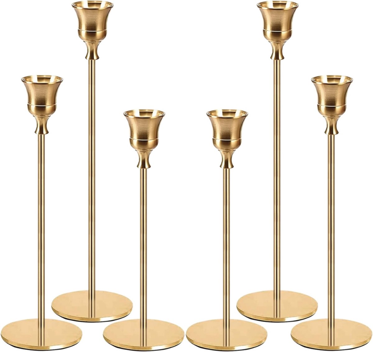 HEZIVO® Vloerkandelaar Set - Kaarsenstandaard - Kaarsenhouder - 6 Stuks - Goud