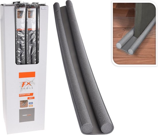 Verpakking met grijze tochtstrips en een losse tochtstrip van FX TOOLS.