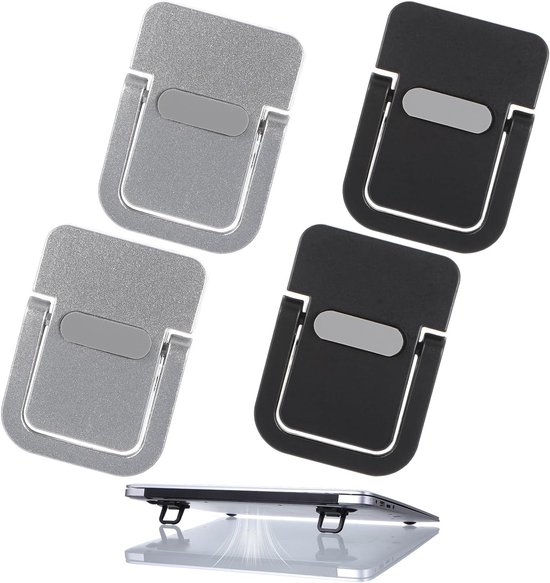 Verstelbare Laptopstandaard met Antislip Siliconen Voetjes - 4 Stuks Draagbare Tafelverhoger voor Toetsenbord en Laptop, Ideaal voor Ergonomisch Gebruik en Verbeterde Werkhouding
