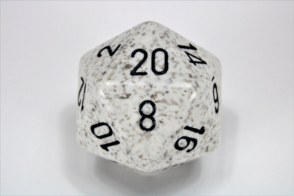 Dobbelsteen D20 Arctic Camo Speckled 34mm - Accessoires