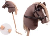 Holly Horse - Hobby paard de luxe met korte stok,ca. 80 cm met halster , stokpaardje voor horsing om op te rijden voor kinderen zonder geluid
