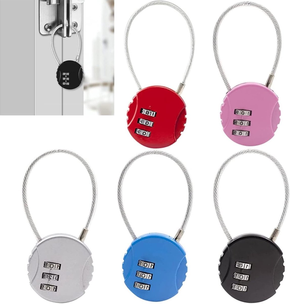Set van 5 Cijfersloten, Resetbaar en Ideaal voor Reisbagage, Deur, Kluis en Wandkast