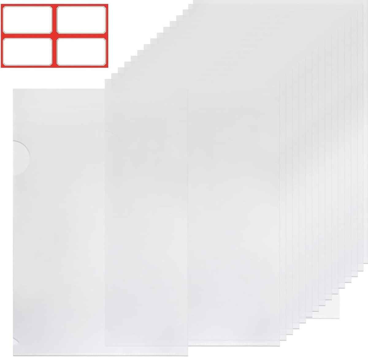 A4 Side Open Transparante Bestandshoezen, Kristalhelder, 30 Stuks met 40 Lege Etiketten, Documentbescherming en Prospectushoezen voor Organisatie en Presentatie