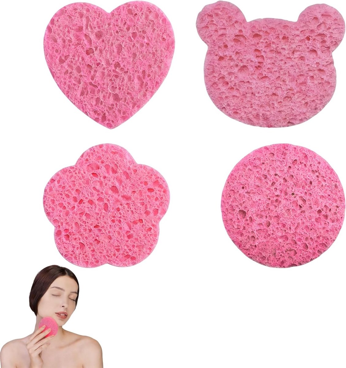 Set van 4 Herbruikbare Gezichtssponzen voor Exfoliatie en Reiniging - Zachte Make-up Pads voor Diepe Porie Reiniging en Gezonde Huidverzorging