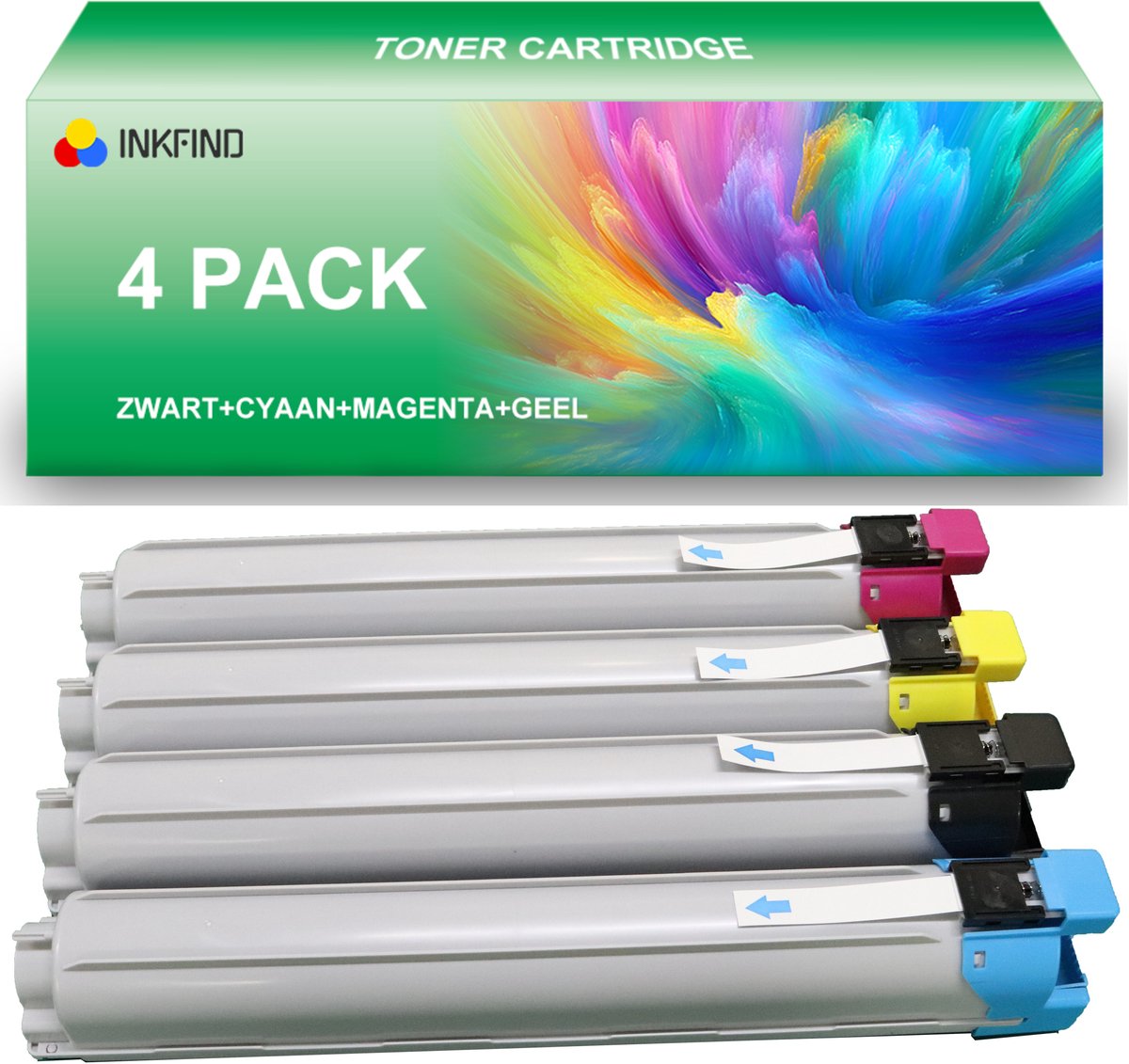 INKFIND W9140MC/W9141MC/W9142MC/W9143MC tonercartridge compatibel met HP W9140MC/W9141MC/W9142MC/W9143MC geschikt voor HP Color LaserJet MFP E78625dn/E78630dn/E78635dn - 4-pack BKCMY