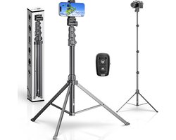 Studio ME Telefoon Statief - 170 cm - Tripod Smartphone - Zwart - Camera Statief - Telefoonhouder - Incl. Bluetooth Afstandsbediening - Tripod Iphone - Statief Telefoon