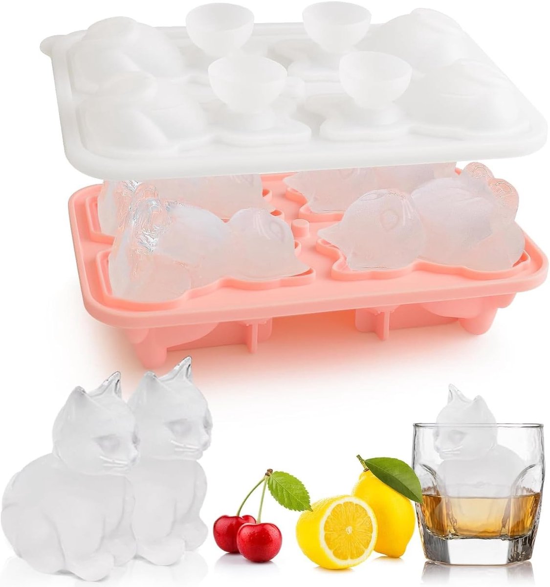 Flexibele Siliconen IJsblokjesvorm met Deksel voor Cocktails en Kinderdrankjes