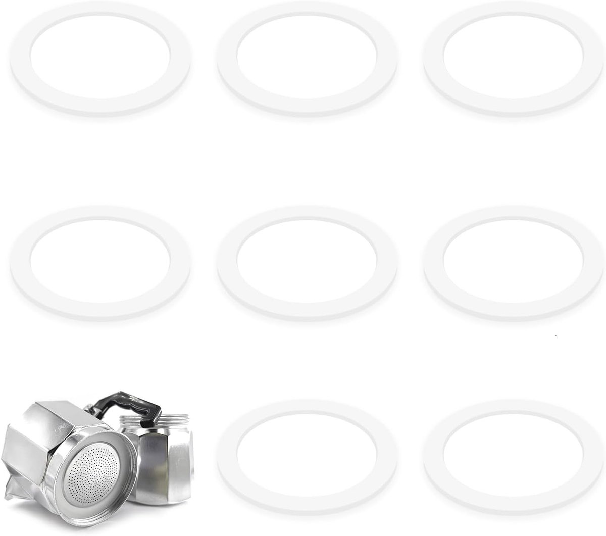 Vervangende afdichting voor Moka Express DAMA - 8 stuks, geschikt voor espresso, aluminium, hoge temperatuur weerbestendig