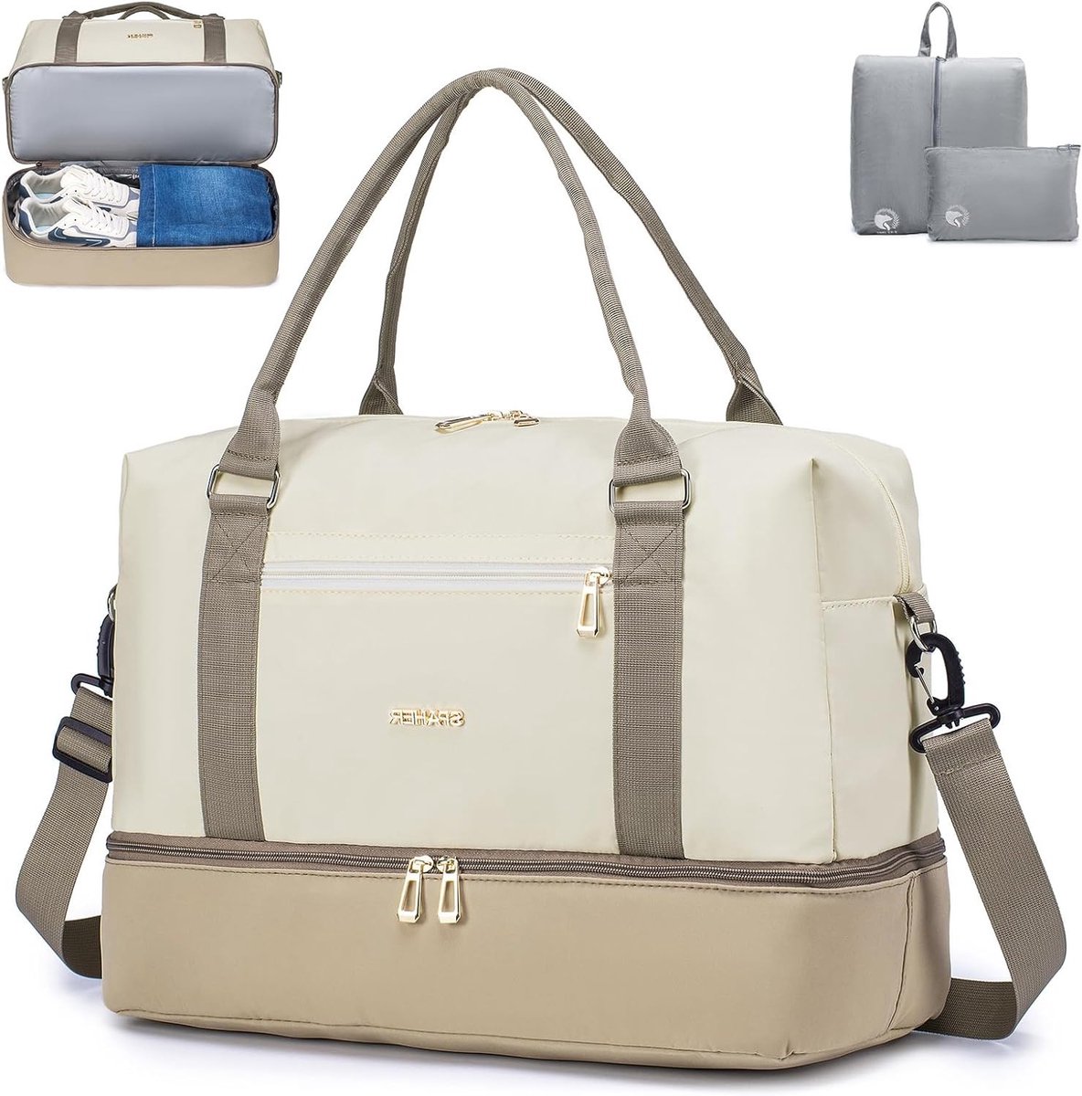 30L Reistas voor Vrouwen - Sporttas, Handbagage, Waterdichte Weekendtas, Lichtgewicht Duffle Bag met Schoencompartiment en Ideaal voor Fitness en Reizen 45x36x20cm