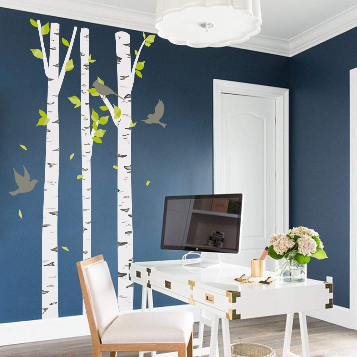 ONF3 - Wanddecoratie - Muursticker Boom - Groot formaat - Wit - Wandsticker met Vogels - Decoratie voor Woonkamer, Eetkamer en Slaapkamer