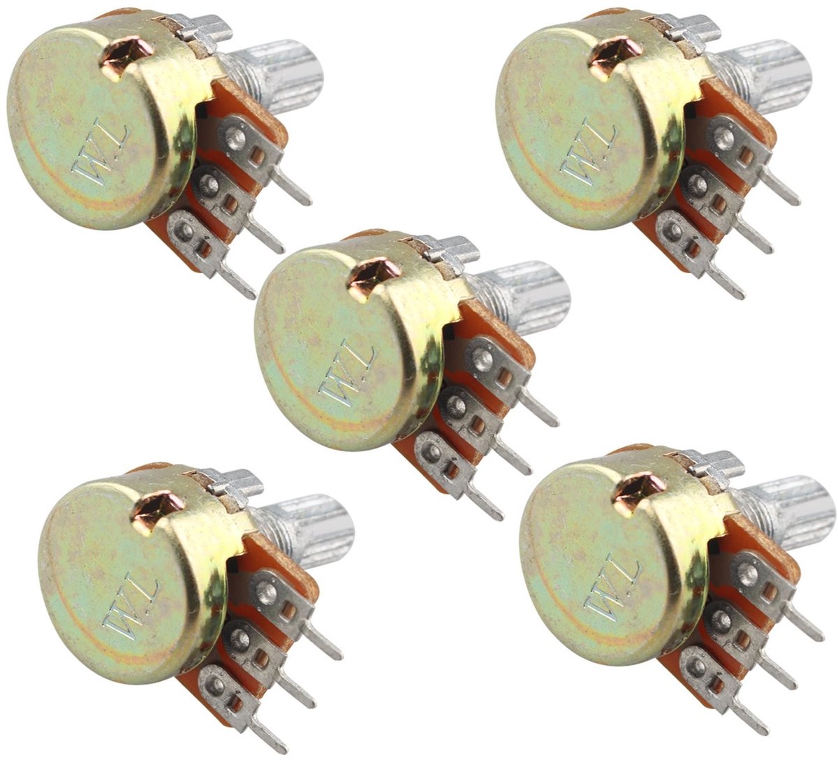 Allecto - Potentiometer 5K Ohm voor Arduino - 5 Stuks - Knurled Shaft - Precisie regeling - Geschikt voor Raspberry Pi - Duurzaam en betrouwbaar