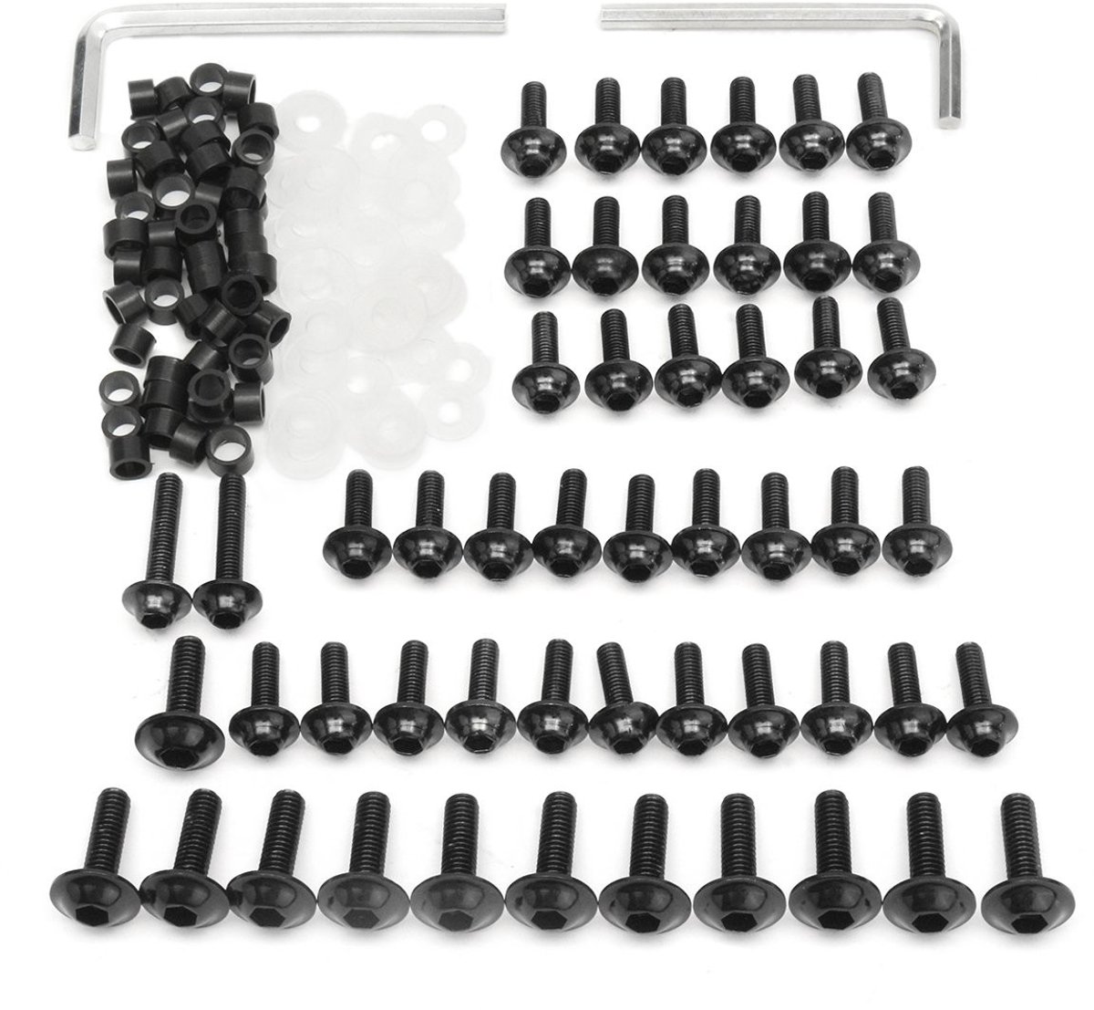 Allecto - Motorcycle Trim Screw Kit - Fixing Clamps - Aluminium - Zwart - M5 en M6 Schroeven - Geschikt voor R6 1999-2002