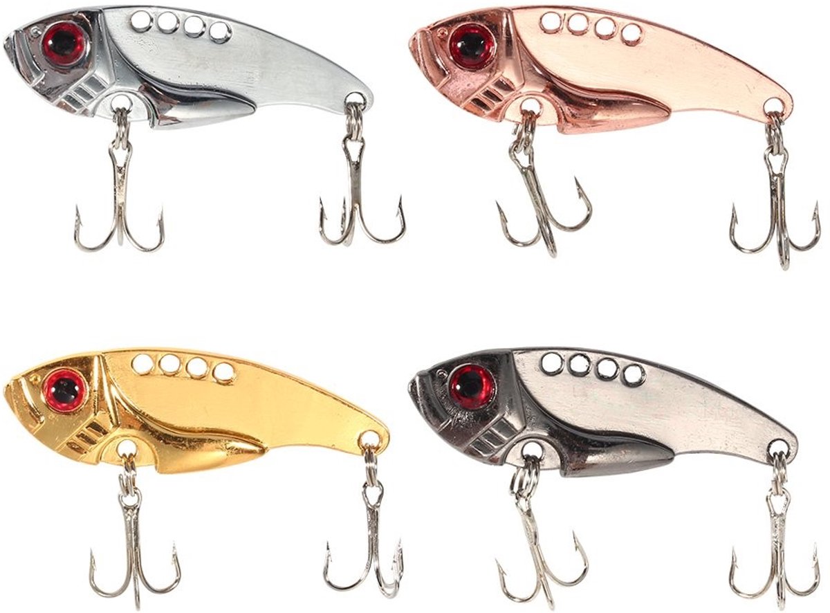 Store_7 - 55mm Kunstaas - Vislepel met Dreggen - 4 Stuks - Zoetwater Zoutwater - Perfect voor Sportvisser - Metalen Spinner