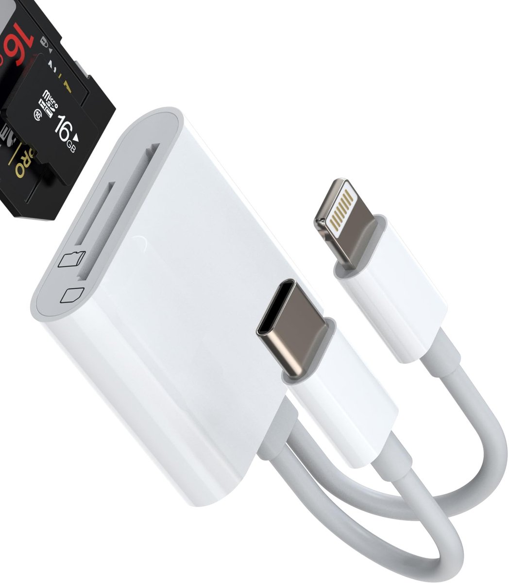 Allecto - USB C Lightning Card Reader - 2-in-1 Functionaliteit - Geschikt voor iPhone en iPad - Ideaal voor Samsung en MacBook - Gemakkelijk te geb...