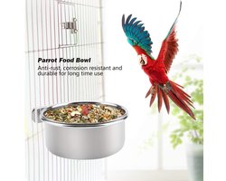 Allecto - Verstelbare Rvs Voer- en Drinkbak voor Papegaaien - Duurzaam en Veilig - Geschikt voor Vogels - Papegaaien - Hoogwaardige Materialen - Id...