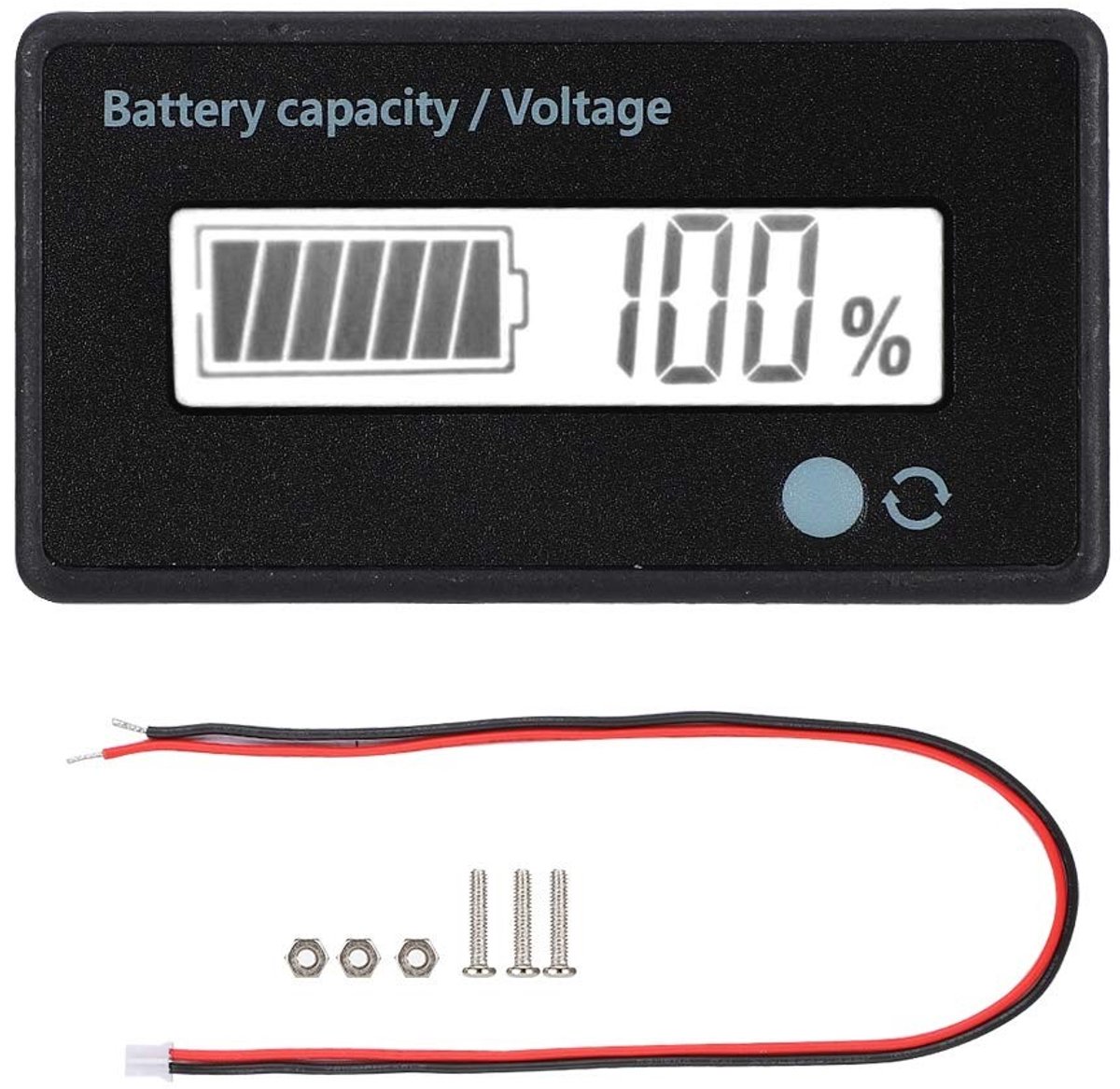 Store_8 - Batterijcapaciteitsindicator - Spanningsmeter - LCD Monitor - Wit - Batterijtester - Geschikt voor 12-84V - Compact model