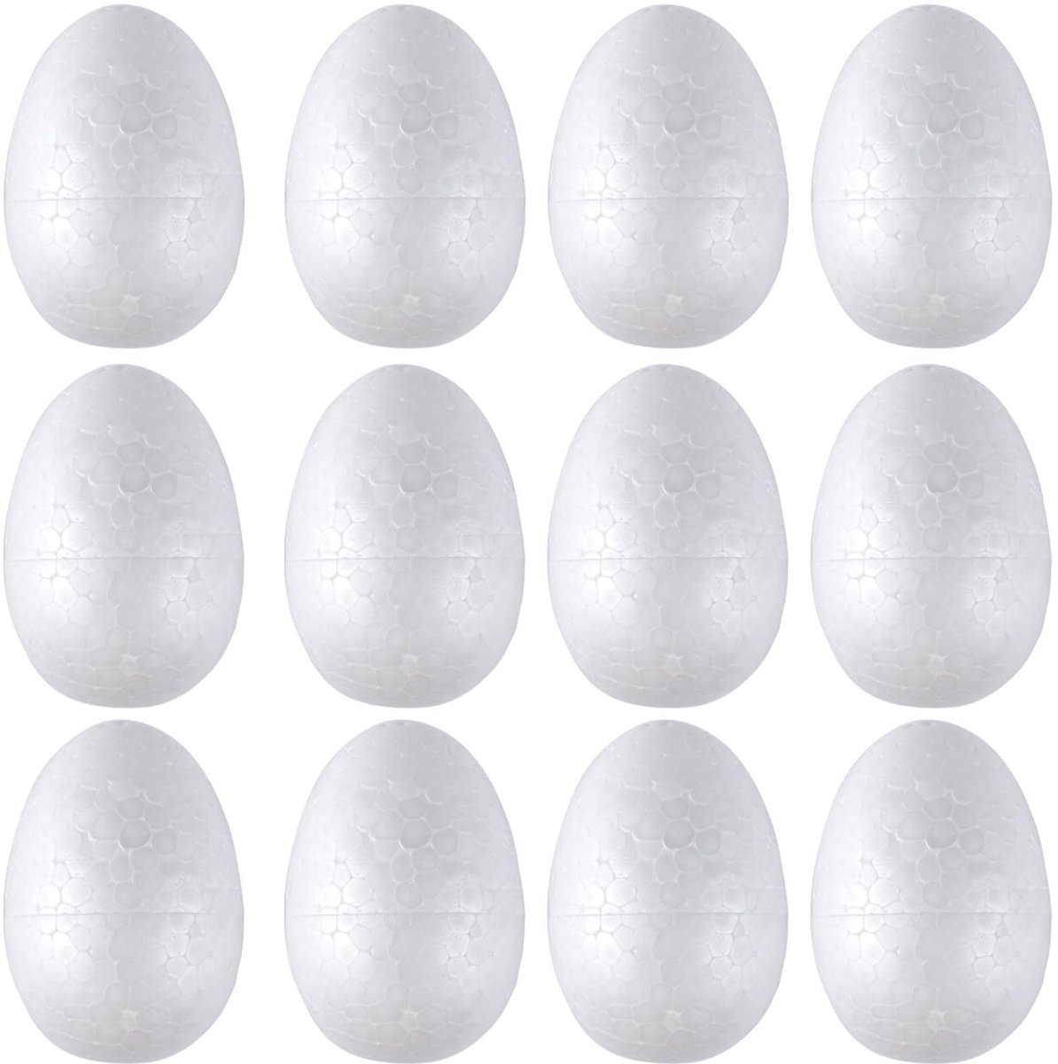 Pack van 12 Witte Polystyreen Eieren - 8cm Creatieve Knutsel Eieren voor Decoratie