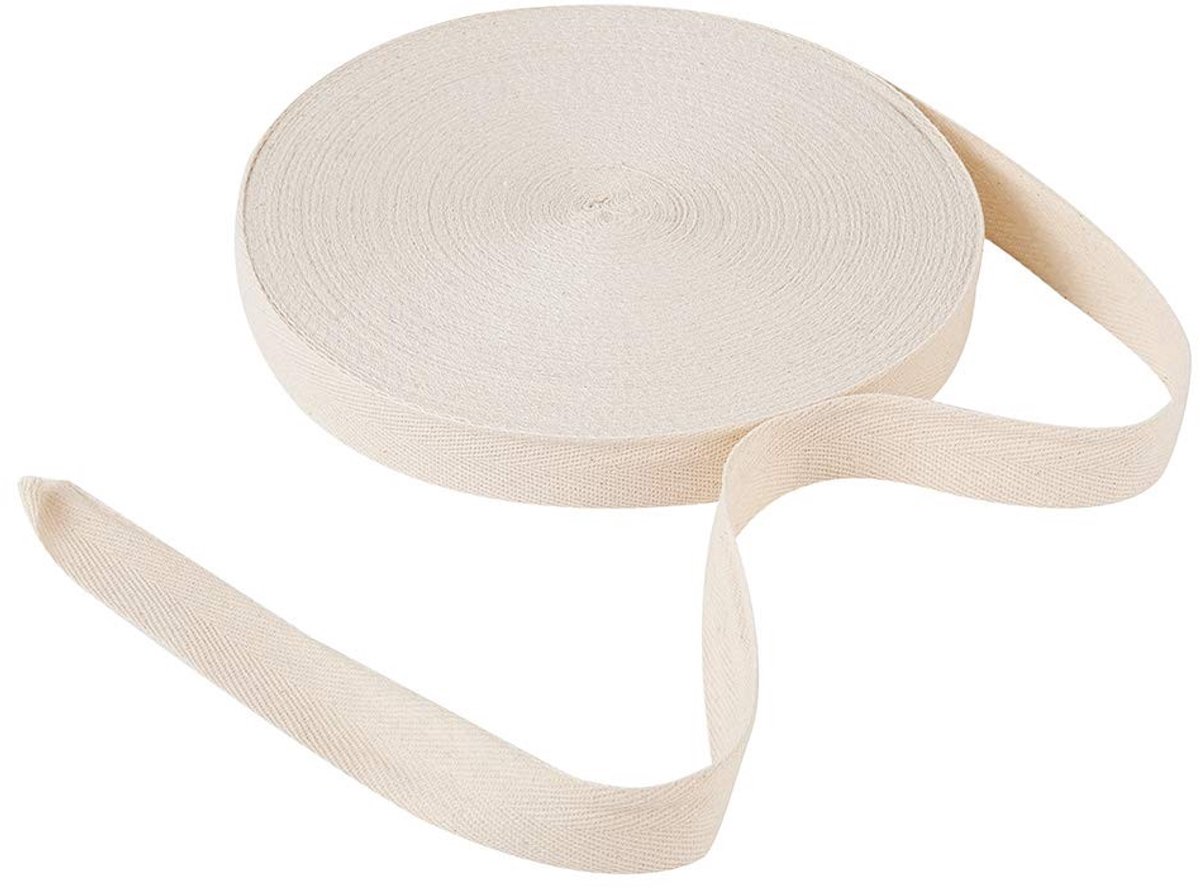 Allecto - Katoenen Twillband - Herringbone Tape - Ideaal voor DIY en Cadeauverpakking - 25mm - Perfect voor Creatieve Projecten - Geschikt voor H