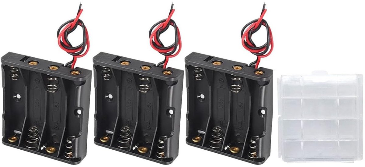 Batterijhouders AAA - Houder Batterijen - Apparaten Voeden - Set van Drie - Zwart