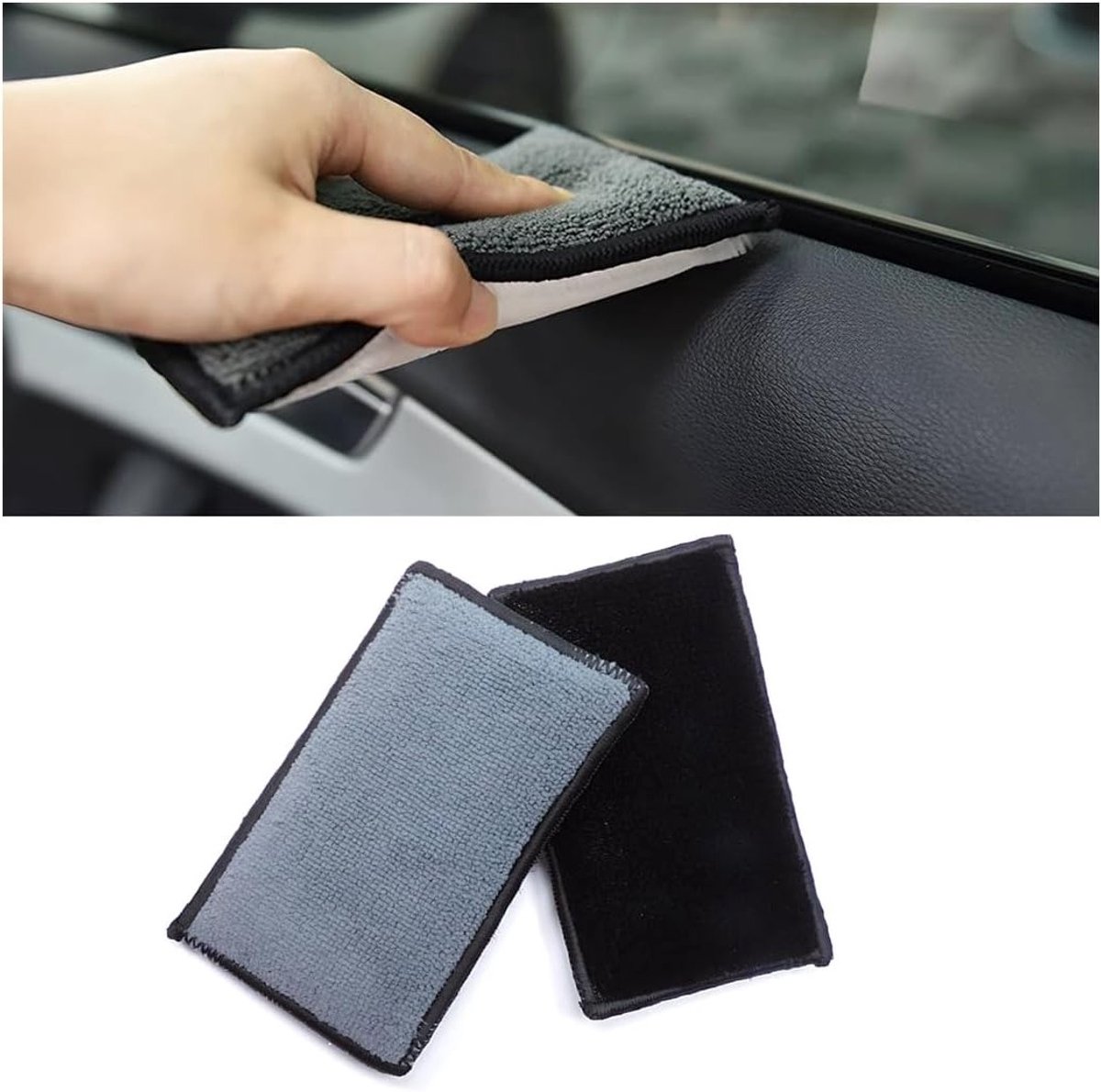 2 Stuks Auto Schoonmaak Spons voor Interieur en Leer - Herbruikbare Microvezel Spons voor Ramen en Lakreiniging