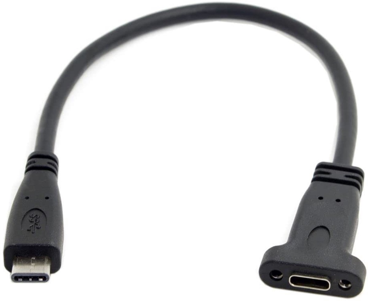 USB-C Type C Kabel Male naar Female 20 cm met Schroefbevestiging