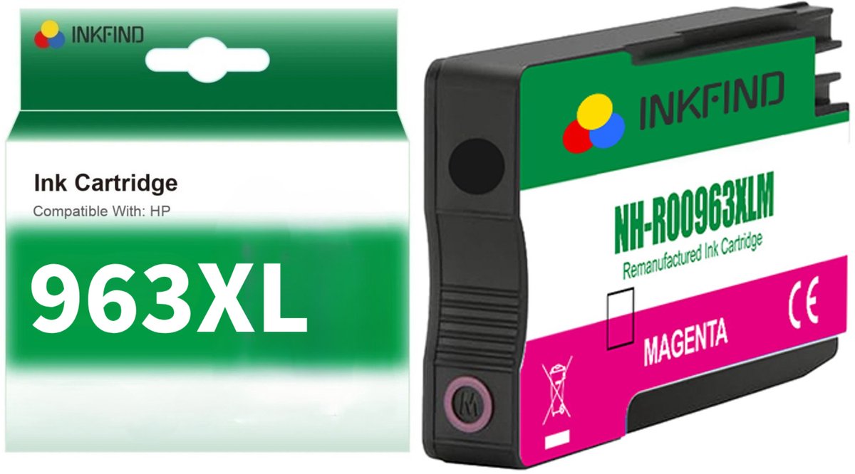 Image of INKFIND 963XL Magenta Inktcartridge compatibel met HP963 HP963XL HP 963 HP 963XL 3JA28AE voor HP OfficeJet Pro 9010, 9014, 9012, 9020, 9025, 9015, 9016, 9019, 9022, 9018 Hoge Capaciteit - 1-pack Magenta