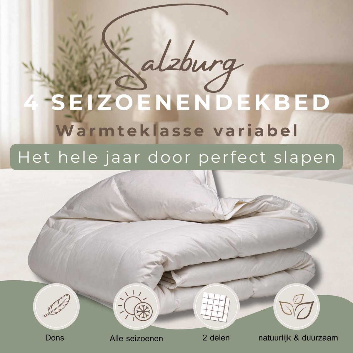 4-Seizoenen Dekbed Oostenrijks Schuddons 240x200 | Fluffy Dons Dekbed | Zomer & Winter Heerlijk Slapen | RDS & Nomite Keurmerk | Nederlands Fabrikaat