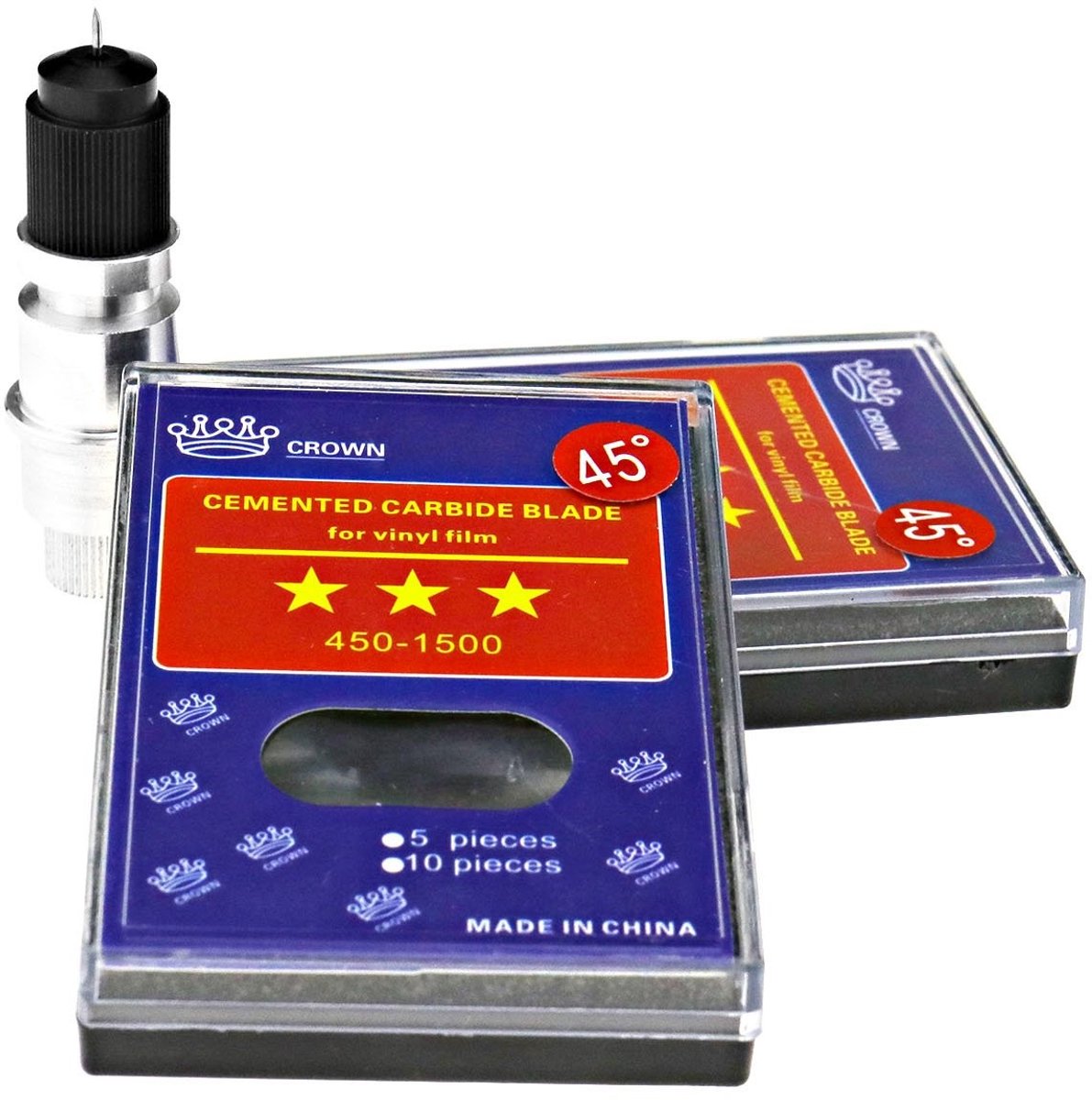 Allecto - 10X 45° Cutter Blades - Plotter Accessoires - Hoogwaardige kwaliteit - Aluminium - Snijmes en Houder - Geschikt voor Graphtec - Model llf...